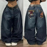 Advbridge American High Street Straight Jeans Ladies Y2K New Retro Design Stitching High Waist Fashion Loose Mop Pants Wide-leg Pants Tide