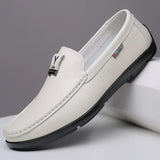 ADVBRIDGE  -  Casual Leather Shoes for Men Spring\summer Hollowed Out New Leather Men's Set Shoe Light Soft Flat Bottomed Mens Leather Shoes