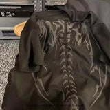 ADVBRIDGE  -  Street Style Y2k Top Retro Letter Skull Wings Print Suede 2025 New Short Sleeved T Shirt Mens Loose Couple T Shirts Clothing