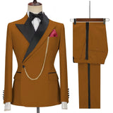 Advbridge Solid Men's 2 Pieces Suit Double Breasted Jacket and Trousers Dinner Party Wedding Groom Tuxedos Slim Fit Formal Business Suits