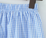 ADVBRIDGE  -  Blue Plaid Shorts 2 Piece Set V Neck Puff Sleeveless Lace-up Crop Blouse+Shorts Simple Casual Fashion Summer Suits For Women New