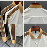 Advbridge Color Blocking Patchwork Design Shirt For Men Spring and Autumn Long sleeve Loose Top Fashion Trendy Casual Shirts Streetwear