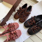 ADVBRIDGE  -  Fashion Sporty Designer Women Shoes Shallow Comfy Casual Shoes Female Buckle Fashion Brand Lace-up Ballet Flats Zapatos De Mujer
