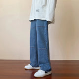 Advbridge -  Blue Jeans Mens Fashion All-match Casual Trousers Korean Style Autumn New High Street Loose Hip Hop Wide-leg Jean Pants