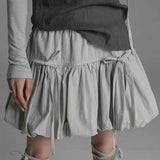 Advbridge Korean Lace-up Pleated Mini Skirts Nylon Solid Ruffles Bowknot Short Dress Streetwear Loose A-line Skirts For Women 2024 Summer