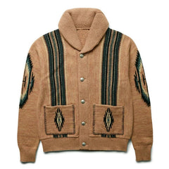 Advbridge Men‘s Wintern outfits 2024 Men Europe and The United States Autumn and Winter New High-end Jacquard Sweater Casual Vintage Lapel Outdoor Sweater Coat Advbridge Men‘s Wintern outfits