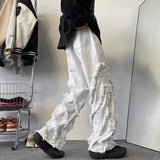 Advbridge Y2K American New Fashion High Street Vibe Destroyed Fringed Jeans Men And Women Vintage Harajuku Wide Leg Micro-trumpet Slacks