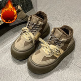 Advbridge 2024 Fashion Winter Women's Shoes Velvet Warm High Top Dad Shoes Comfortable Non-slip Flat Shoes Warm Cotton Casual Sports Shoes