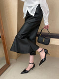 ADVBRIDGE  -  Pointed Heel Sandals Comfort Shoes for Women Suit Female Beige Girls Fashion Black High Leather Low Stiletto Scandals Rubber Fab