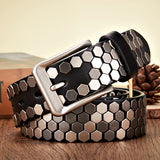 Advbridge 3.8cm Width Men Rivet Studded Belt Punk With Pin Buckle Belts Hip Hop Male High Quality Genuine Leather Belt Rock Strap