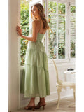 Advbridge Smocked Summer Beach Maxi Dress Women Spaghetti Strap A-line Long Holiday Sundress 2024 Spring Boho Chic Green Vestidos