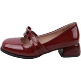 Advbridge Red Vintage High Heeled Leather Shoes Women New Spring Summer Thick Heel Mary Jane Pumps Elegant Woman Shoes with Low Heels