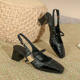 ADVBRIDGE  -  Square toe high-heeled shoes new summer magic buckle straight strap back empty single shoes thick heel toe sandals