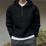 Advbridge Winter Clothing Men's Luxury Knitted Zipper Hooded Pullovers Sweater Casual Streetwear Striped Solid Color Long Sleeve Hoodie