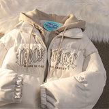Advbridge American New Niche Ins Fake Two-piece Hooded Bread Coat Y2K Street Fashion Loose Retro Couple Coat Tide Men And Women Streetwear
