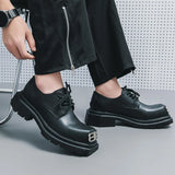 Advbridge Fashion Square Toe Italy Black Leather Shoes Men Formal Dress Oxford Men Footwear Casual Party Shoes Thick Bottom Derby Shoes