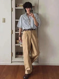 ADVBRIDGE  -  Men's Short Sleeve Striped Shirts New 2025 Summer Loose Single Breasted Casual Turn-down Collar Korean Trendy Top