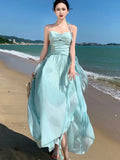 Advbridge Sexy Halter Evening Dresses for Women Elegant Backless Sleeveless Lace-up Party Dress Female Solid Pleat A-Line Vestidos Robe