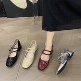 Advbridge New Women Flat Shoes Fashion Square Toe Shallow Ladies Mary Jane Ballerinas Flat Heel Casual Ballet Shoes