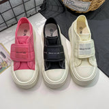 ADVBRIDGE  -  Women Pink Canvas Shoes Hook Female Students Solid Black Sneaker Thick Sole Low Top Beige Casual Shoes Tennis Sport Shoes