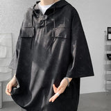 ADVBRIDGE  -  M-5XL Plus Size Mens Tracksuit Set Casual Sports Shorts with Plain Pullover Hoody T-shirt Leaves Printing Summer Clothing XXXXXL