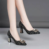 Advbridge New Spring Autumn 2024 Women's High Heel Shoes Soft Leather Office Professional Black Work Shoes Pointed Lightweight