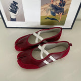 ADVBRIDGE  -  Women Sneakers Flat Shoes Woman Flats Mary Jane Ballet Shoes for Women Red Yellow Silver Split Toe Flats Summer
