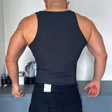 Advbridge Sexy Vest Men Sleeveless Half Open Zipper Slim T-shirt Spring Summer Fitness Muscles Sport Training Tight Fit Tank Top Clothing