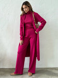 Advbridge 3 Piece Ribbed Women Knitted Set Knit Tracksuit Muslim Set Casual Three Piece Knit Vest Cardigan Pants Matching Sets Women 2023