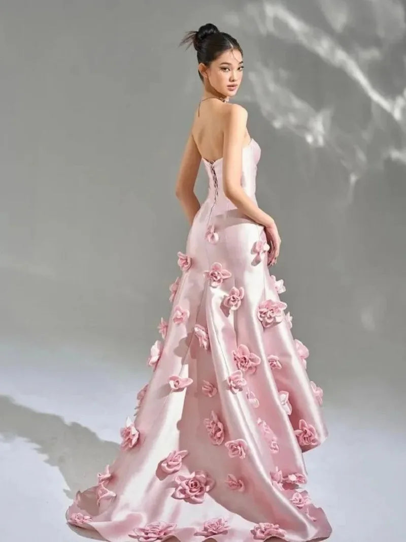 Advbridge  Elegant Vintage Sweet Flowers Mermaid Sexy Backless Customized Formal OccasionPromDrescustomized