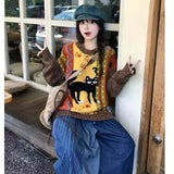 Advbridge Harajuku Cartoon Sweaters Women Vintage Y2k Streetwear Knitted Pullover Grunge Retro Long Sleeve Aesthetics Sweaters