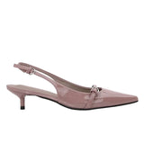 ADVBRIDGE  -  Sexy Purple Patent Leather Pointed Toe High Heels Women Summer Back Strap Kitten Heel Sandals Fashion Brand Office Ladies Shoes
