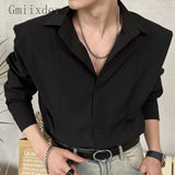 Advbridge Men‘s Wintern outfits Spring Autumn Square Collar Simple Splicing Sun Protection Shirt Men's Handsome Loose Casual High Street Shirts Outerwear Tops Advbridge Men‘s Wintern outfits