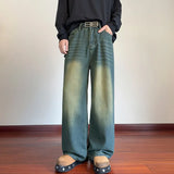 Advbridge Straight Jeans Men's Women's Chic Pocket Retro Fashion Pants High Street Loose Casual Wide Leg Denim Pants 2025 New trend-design