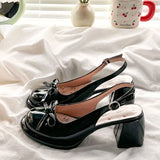 ADVBRIDGE  -   Lolita Shoes for Women Summer Patent Leather Sandals Outdoor Soft Beach Shoes Women Thick Heels Platform Shoes Women Bow Sandals