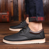 ADVBRIDGE  -   Men Leather Casual Shoes Platform Brand Comfortable Flat Shoes for Men Trendy Men Sneaker Oxfords Shoes Zapatos De Hombre