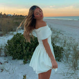 Advbridge Pink Knitted Mini Dress Women Elegant Fashion Off The Shoulder Bodycon Short Dresses Summer Sweet Girl Holiday Beach Dress 2024