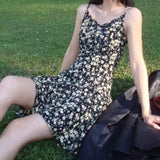 ADVBRIDGE  -  Irregular Floral Mini Dresses V Neck Beach Style Spring Summer Women Dress Korean Fashion Sexy Vestidos Mujer