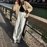 ADVBRIDGE  -  Fashion Commuter Jacket 2025 Spring and Autumn Leather Collar Contrast Cotton Women's Jacket Coat