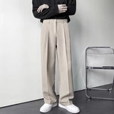 Advbridge Men's Luxury Draped Baggy Suit Pants Casual Button-down Solid Color Straight Premium Elegant Dress Pants 2024 New