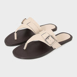 ADVBRIDGE  -  New 2025 Summer Designer Flip Flops Women Fashion Metal Buckle Soft Leather Flat Sandals Lightweight Comfortable Beach Slippers