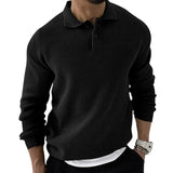 Advbridge New Men's Sweater Knitted Lapel Slim Fitting Solid Color Knitted Pullover Social Streetwear Casual Business Men