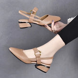 Advbridge Zapatos De Mujer Women Casual Pointed Toe Black Patent Leather Buckle Strap High Quality Heel Shoes for Party A1021