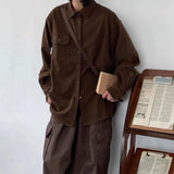 Advbridge Fashion Solid Color Breasted Collar Long Sleeve Coat For Men Casual Loose Outfits Outerwear Spring Men's Cargo Jacket Streetwear