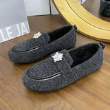 ADVBRIDGE  -  Women's Winter Warm Fleece Lined Slip-On Thick Bottomed Bean Bean Shoes Large Size Korean Style Flat Bottomed Shoes