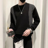 Advbridge Men‘s Wintern outfits Men's 2024 Spring Autumn New Spliced Pullovers O-Neck Stripes Fashion Minimalist Casual All-match Loose Long Sleeve Sweatshirts Advbridge Men‘s Wintern outfits