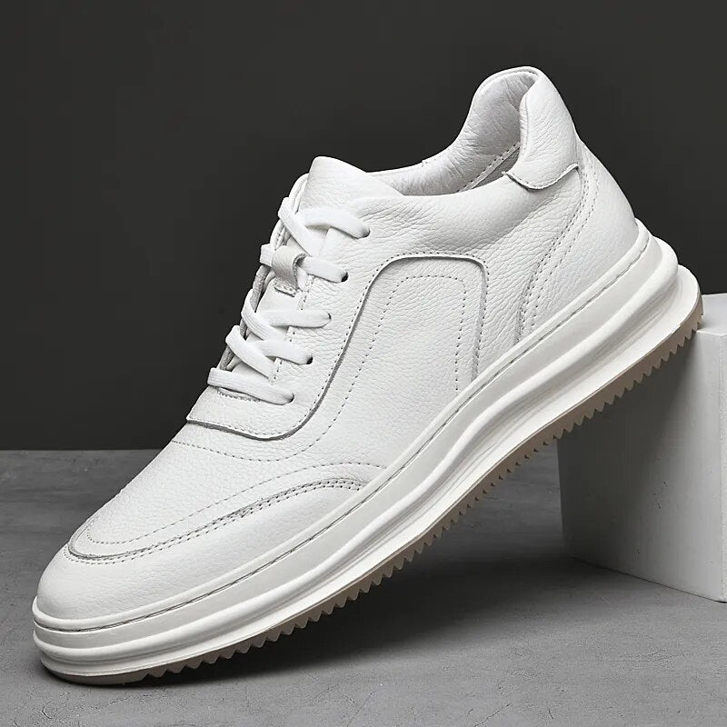Advbridge New Cow Leather Men Casual Shoes Fashion Sneakers Men Shoes Genuine Leather White Shoes