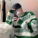 Advbridge Autumn Winter Striped Sweater Men Casual Knitted Pullover Korean Fashion Streetwear Men Clothing  New Oversized Sweater Male