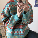 Advbridge Harajuku Style Sweater Men's Loose Casual Round Neck Knitted Sweater Korean Version Trendy Ins Hong Kong Style Versatile Sweater