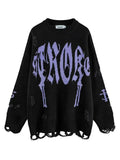 Advbridge Women's sweater Tops Harajuku Sweater Women Gothic Vintage Ripped Grunge Jumper Streetwear Korean Y2k Oversize Hiphop Pullover